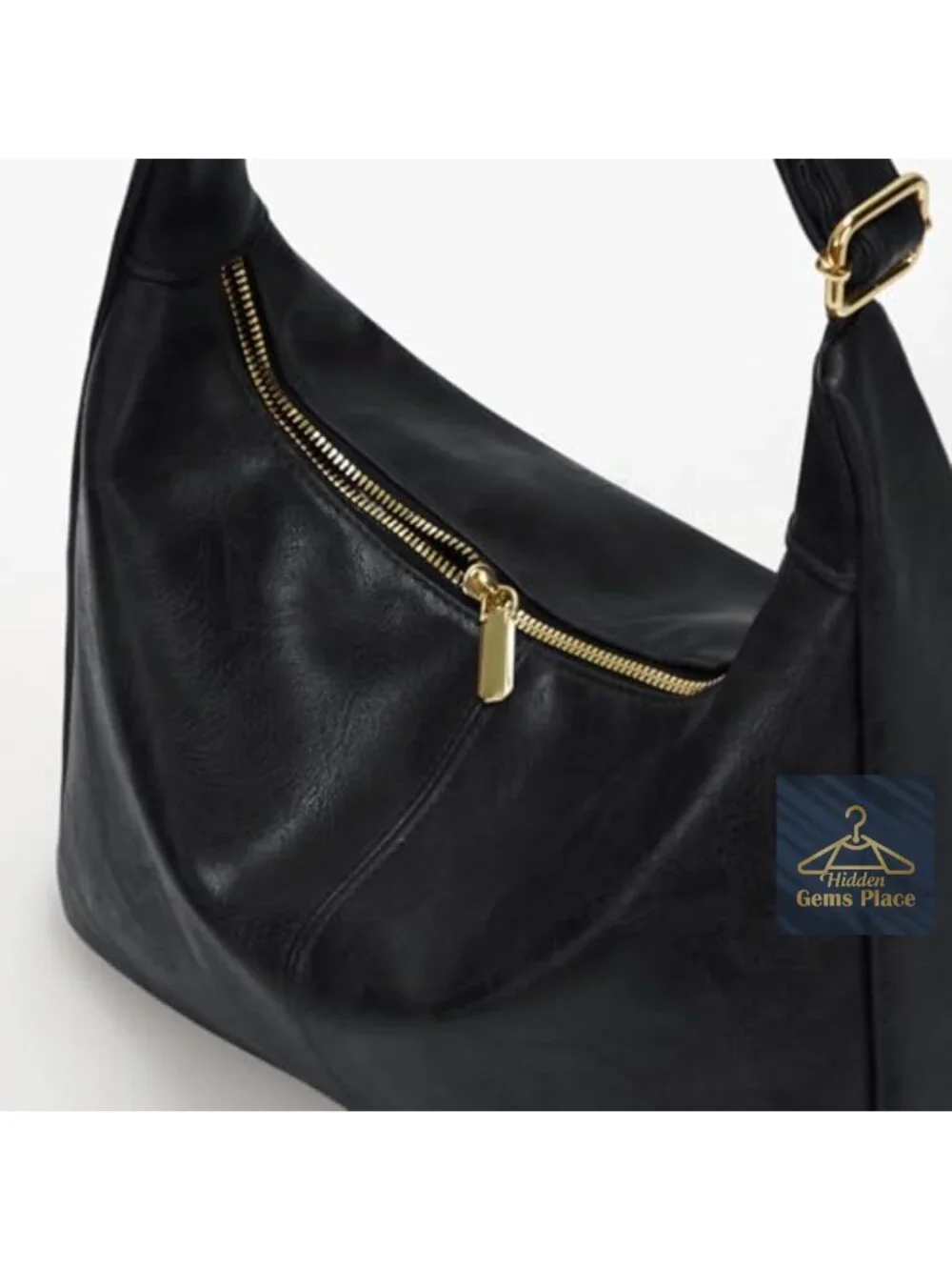 Slouchy Hobo Bag with Zipper Faux Leather Shoulder Bag